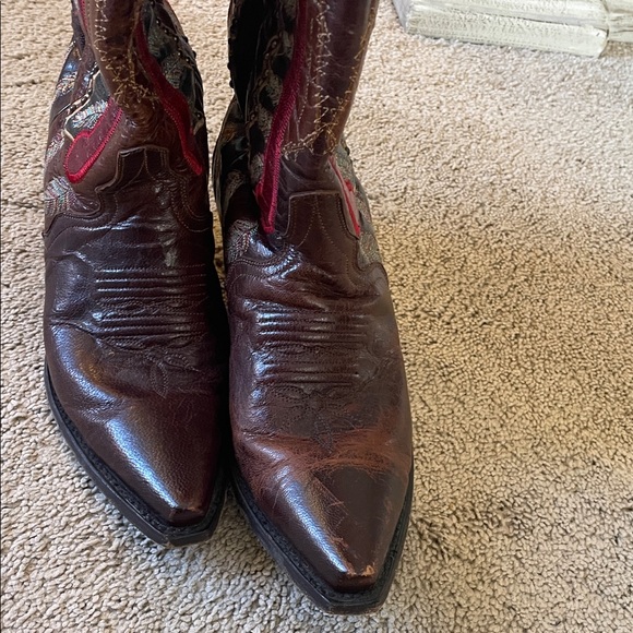 Dan Post Brown and Red Heeled Boots - Picture 7 of 7